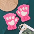 thumbnail image 2 of Cat Paw Gloves Cute Kitten Furry Paws Costume Winter Fingerless Mitten Glove for Kids Women, 2 of 7