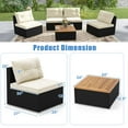 thumbnail image 3 of Costway 5 Piece Outdoor Furniture Set with Seat & Back Cushions Acacia Wood Tabletop, 3 of 10
