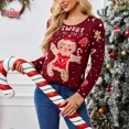thumbnail image 3 of Suéter informal de Navidad para mujer, suéter de otoño/invierno, jersey de manga larga con patrón de hombre de jengibre, 3 of 4