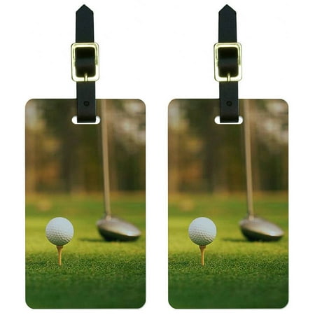 Club Tag - Graphics and More Golf Ball Club Golfing Luggage Tags Suitcase Carry-On ID, Set of 2