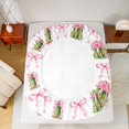 thumbnail image 4 of Manfei Cartoon Food Print Fitted Sheet Full,Cute Pink Bowknot Bed Set,3pcs,1 Fitted Sheet and 2 Pillowcases, 4 of 6