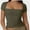 Army green, variant on Women Square Neck Crop Top Short Sleeve T Shirts Slim Fitted Tops Cute Summer Basic Tees Trendy