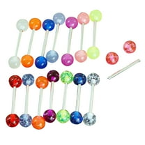 Ayyufe Pack Of 7 / 20 Sequins Luminous Nipple Tongue Bar Barbell Ring Body Piercing