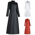 thumbnail image 3 of WCMZJ Women's Cassock Robe Church Robe Choir Minister Clergy Pulpit Liturgical Button Down Solid Color Long Coats Red 4XL, 3 of 3