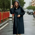 thumbnail image 4 of shqvo Women Long Raincoat Rain Jacket Coat Plus Size Lightweight for Work Hooded Full Zip up Waterproof Windbreaker, 4 of 7