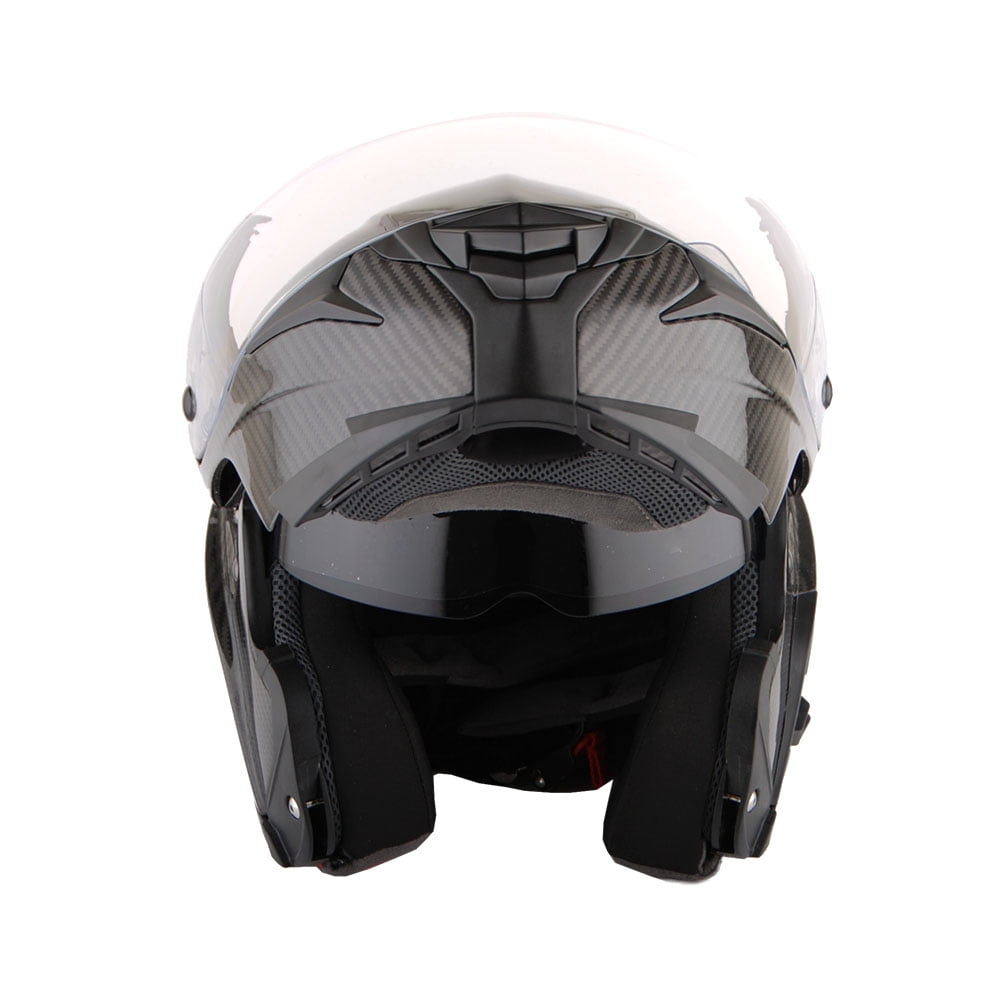 Martian Genuine Real Carbon Fiber Motorcycle Modular Flip up Full Face Helmet HB-B1 Glossy Carbon Black, DOT Approved