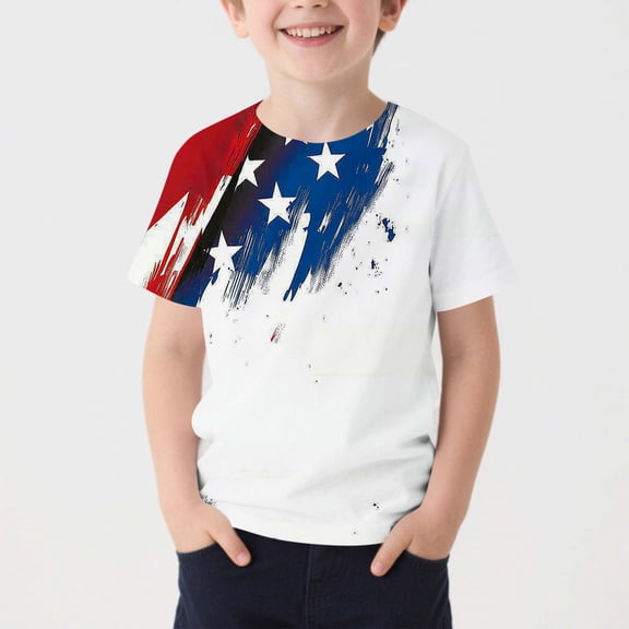 BRGZLK Kids Independence Day T-Shirt Novel Trendy Tie Dye Shirt for Boys Girls Crewneck Short Sleeve Patriotic Tee Top USA Clothes for Kids for 250 Memorial Day A 10-11 Years