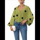 thumbnail image 1 of Blusa Holgada de Larga con Cuello Semiabierto y Lunares Franceses para Mujer Verde Matcha XXL, 1 of 10