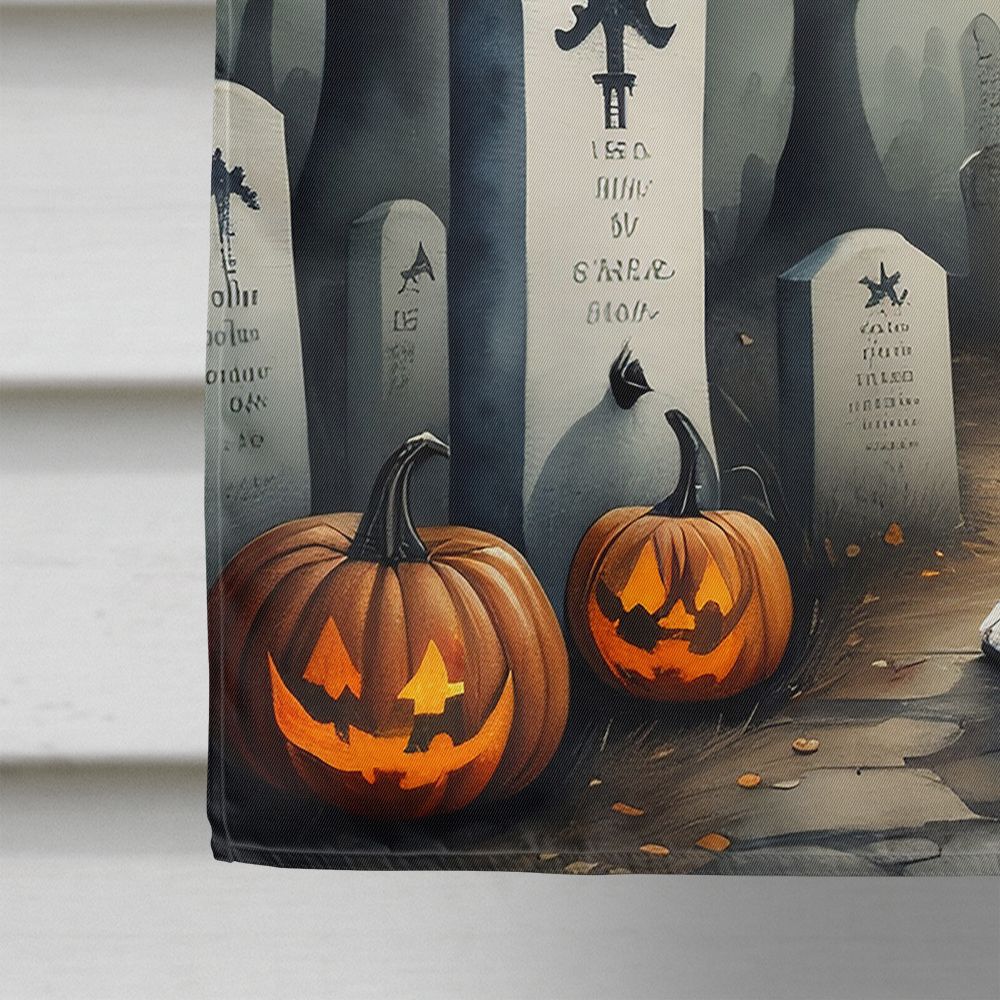 Halloween Basset Hound Dog House Flag 28x40IN Double-Sided Polyester Decorative Sleeve Pole Flag for Outdoor Home Garden