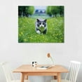 thumbnail image 2 of JEUXUS  Wall Canvas Kitten Cat Poster Shorthair Cat Art Wall Art Vintage Room Aesthetics Canvas Prints Poster For Home Office Decorations With Framed  16x12in, 2 of 4