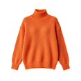 thumbnail image 3 of Girls Turtleneck Sweaters Pullover Kids Toddlers Cable Knit Warm Long Sleeve Winter Top, Sizes 11-16 Years Orange, Size 150, 3 of 5