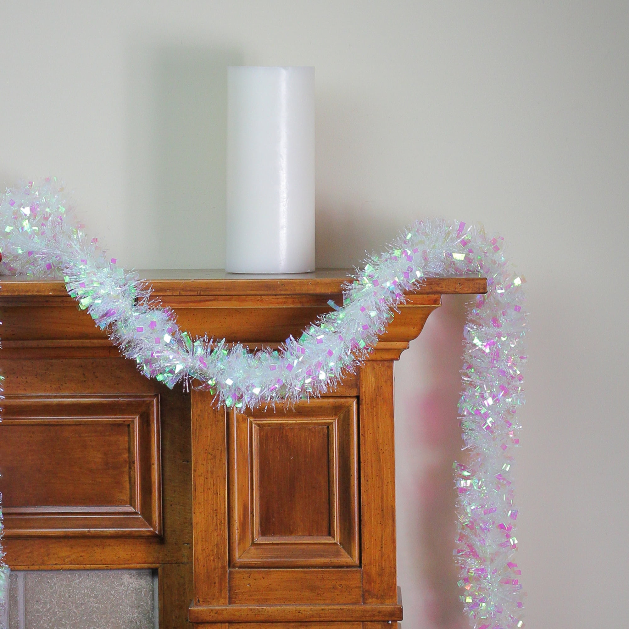 12' Iridescent and Starburst Confetti Christmas Tinsel Garland - Unlit