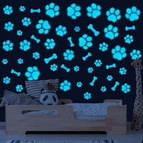 Neasyth Glow in The Dark Dog Paw Print Kit Wall Decals, Dog Paw Bone Wall Stickers Animal Footprint Decal for Kids Bedroom