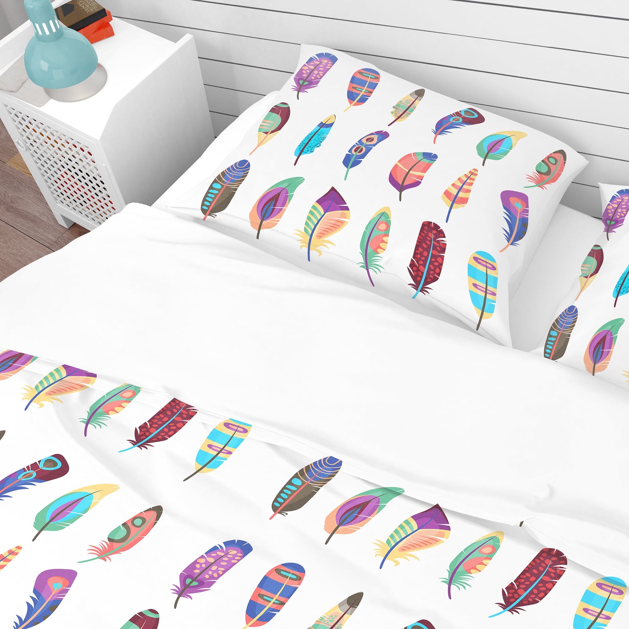 Designart 'Colored Feathers Set' Southwestern Duvet Cover Set