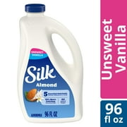 Silk Dairy Free, Gluten Free Unsweet Vanilla Almond Milk, Plant Based Milk Bottle, 96 fl oz