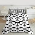 thumbnail image 2 of Manfei Damask Flower Full Size Comforter Sets,Halloween Bat Bedding Comforter Set,White Black Bedding Sets For Teens Boys,Super Cozy Room Decor Reversible,3-Piece, 2 of 8