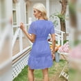 thumbnail image 3 of IBTOM CASTLE Women Short Sleeve Hollow Out Mini Dress Summer Casual Ruffle A-Line V Neck Sundress Beach Lace Vacation Dress XXL Blue, 3 of 6