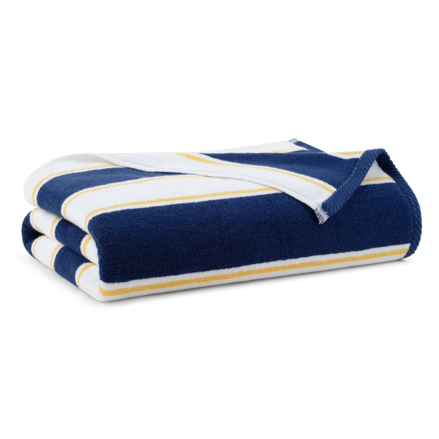 Aston & Arden Luxury Beach Towel, Oversized 35x70 in., Ultra Soft and Plush, Thick 600 GSM, Navy and Yellow Pinstripes