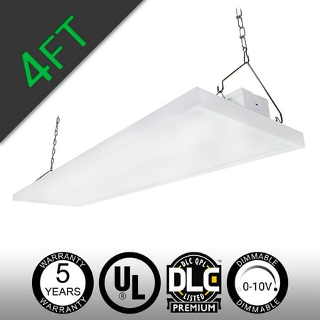 4' LED Linear High Bay Shop Light Fixture 225W 29250 lumens 120-277V 0-10V Dimming DLC Premium Commercial Grade Indoor Warehouse Industrial Fixture [Equal to 600W HID or 8 Lamp Fluorescent (Best High Bay Shop Lights)