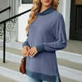 thumbnail image 7 of Cavosen Mock Neck Tops for Women Long Sleeve Pullover T-Shirts Tunic Solid Flowy Blouse Side Split Vacation Shirts Trendy Casual Tops Athletic Resort Tees Summer Clothes Blue M, 7 of 7