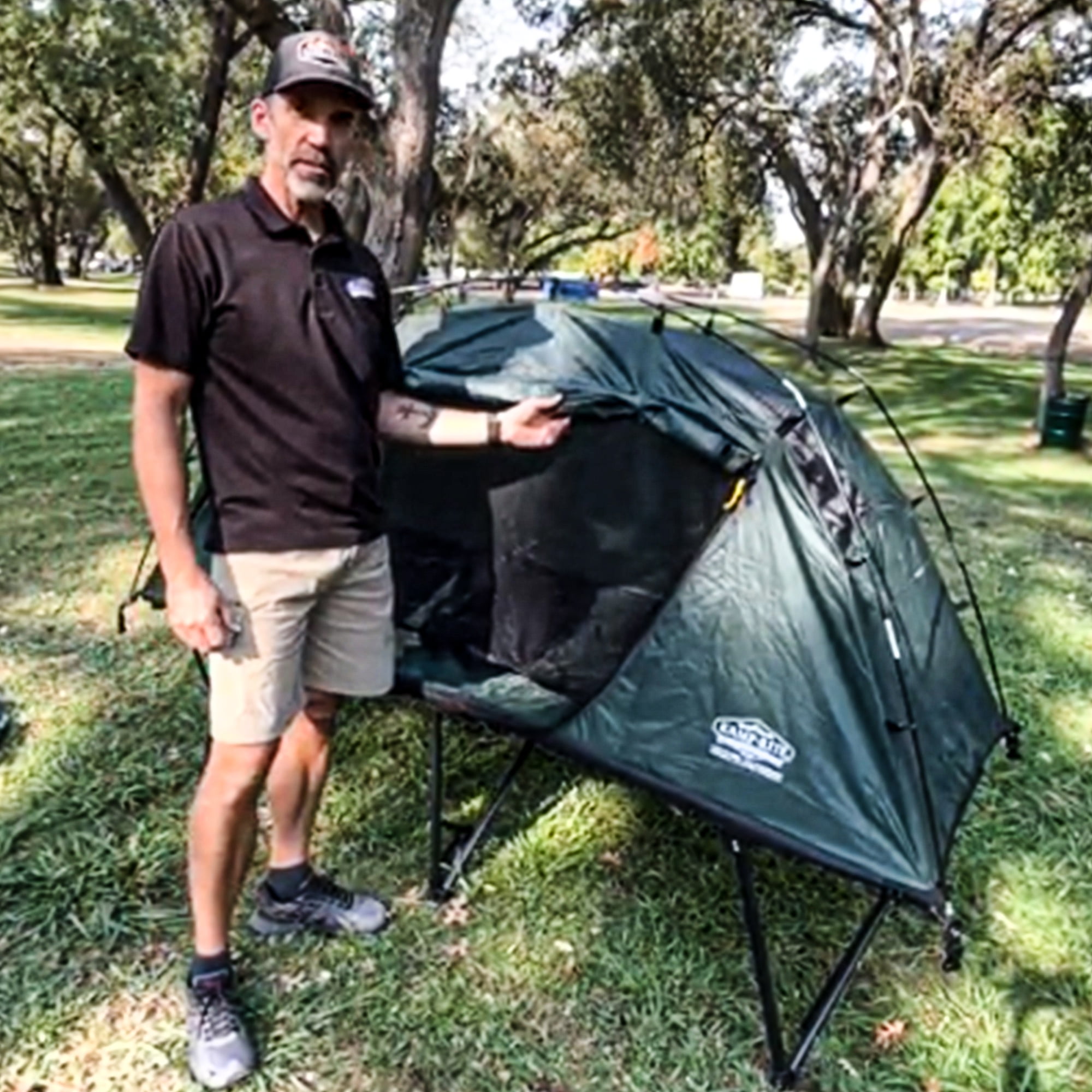 Compact top tent cot