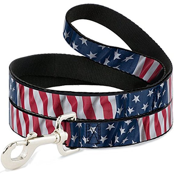 buckle-down "american flag vertical c u" pet leash, 4' x 1 2"