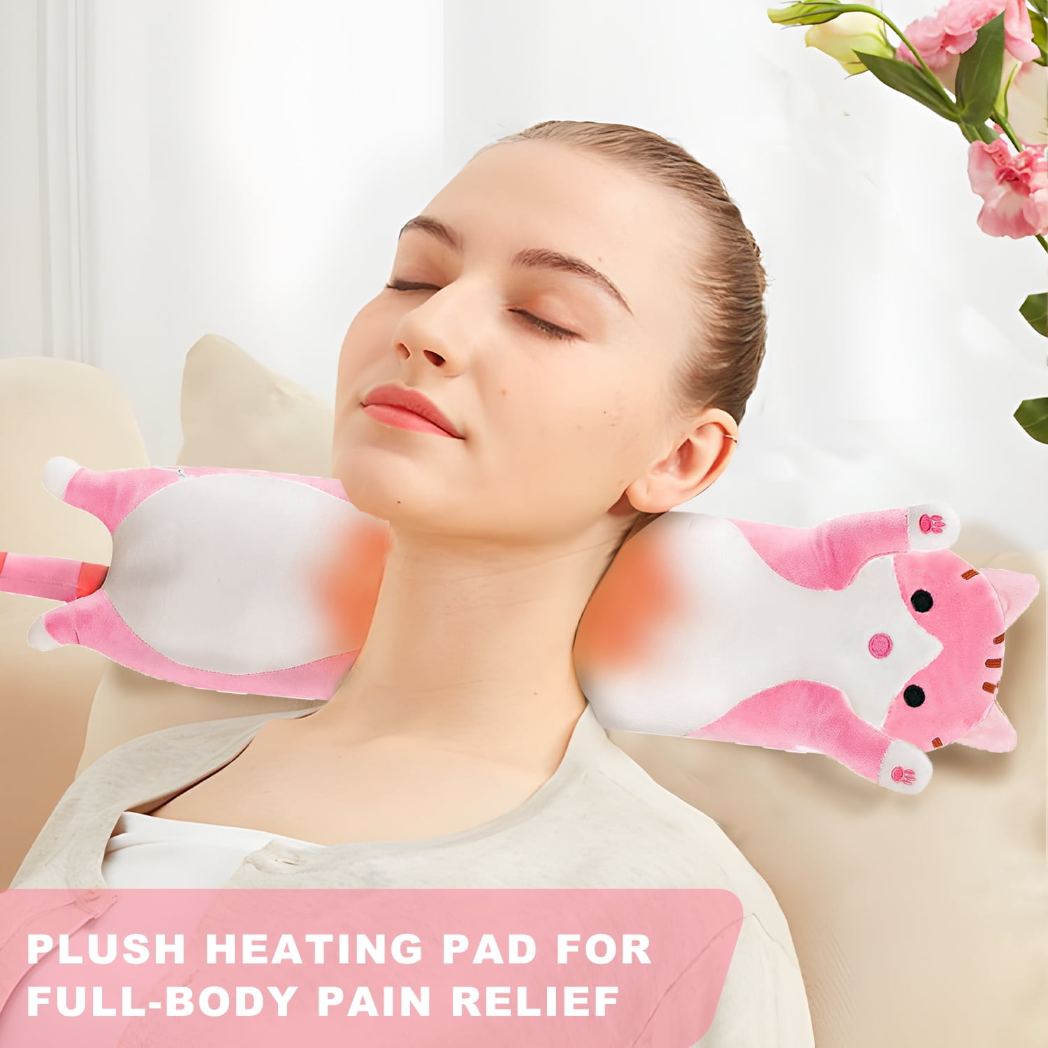 Heating Pad Cat Plush Heat Pad Stuffed Animal USB Powered,Heating Pad for Back,Neck,Abdomen, Shoulder,Knee,Arms,Legs,Birthday Gifts for Women Mother