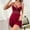 Wine, variant on Voncos Women's Lace Chemise- Stretchy Romantic Midi Bodycon Nightgown with Crisscross Straps, Heart Charm, Soft Sleepwear for Loungewear Red M