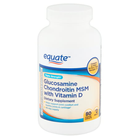 Equate Glucosamine Chondroitin MSM + Vitamin D Coated Caplets, 80