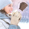 thumbnail image 4 of Guantes de invierno con pantalla táctil Guantes de punto forrados con puños elásticos de lana cálida (Caqui), 4 of 5