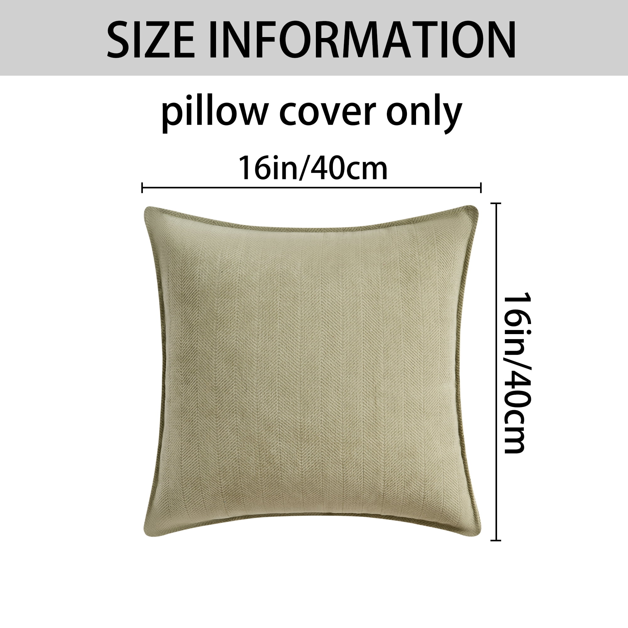 Unique Bargains Decorative Soft Chenille Pillow Covers Light Green 16" x 16"