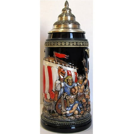 Leif Erikson Norse Explorer Discovers America LE German Beer Stein .75 L