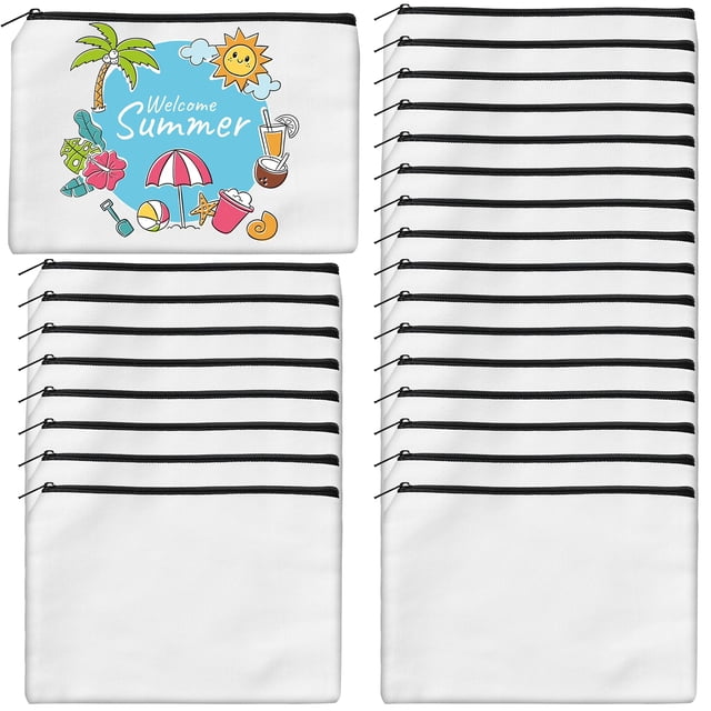 Bolsas de maquillaje de lona AMADAILY, 24 unidades, sublimación en blanco, 20 x 14,5 cm