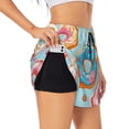 thumbnail image 2 of Disketp Colorful Donut Print Women's Shorts Workout Shorts for Athletic Gym Running Shorts with Phone Pockets, 2 of 8