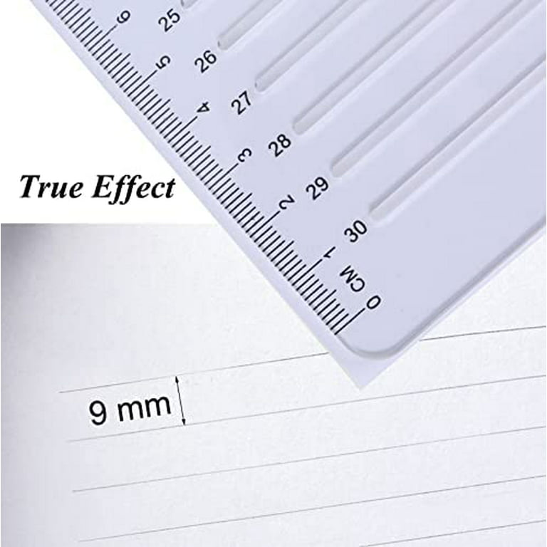 Straight Line Stencil Template Ruler, Premium Plastic 28cm Scale Measuring  Ruler Spacing Line Guide for Making Ruled Paper 