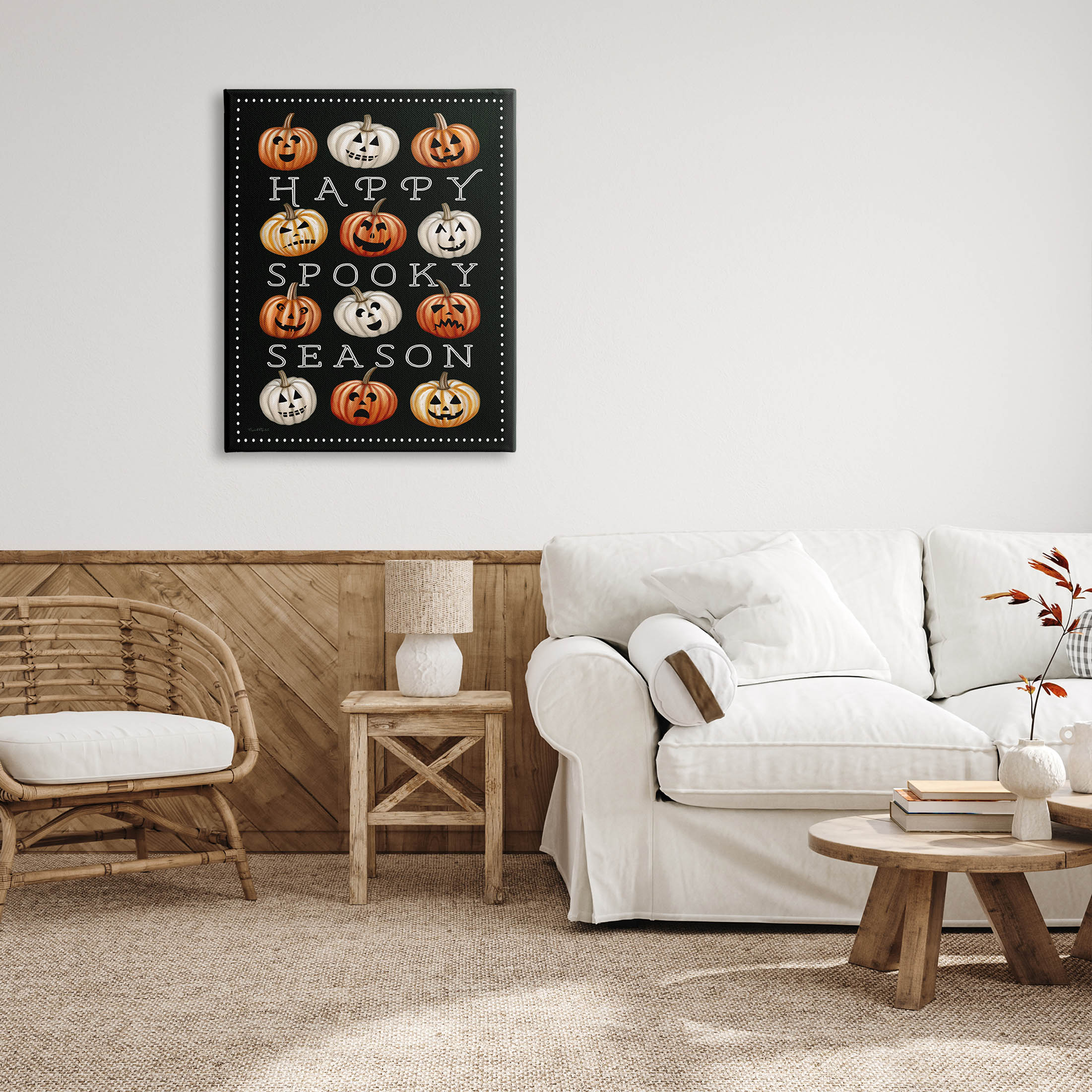 Stupell Industries Happy Spooky Season Pumpkins Graphic Art Gallery Wrapped Canvas Print Wall Art, Design by Elizabeth Tyndall