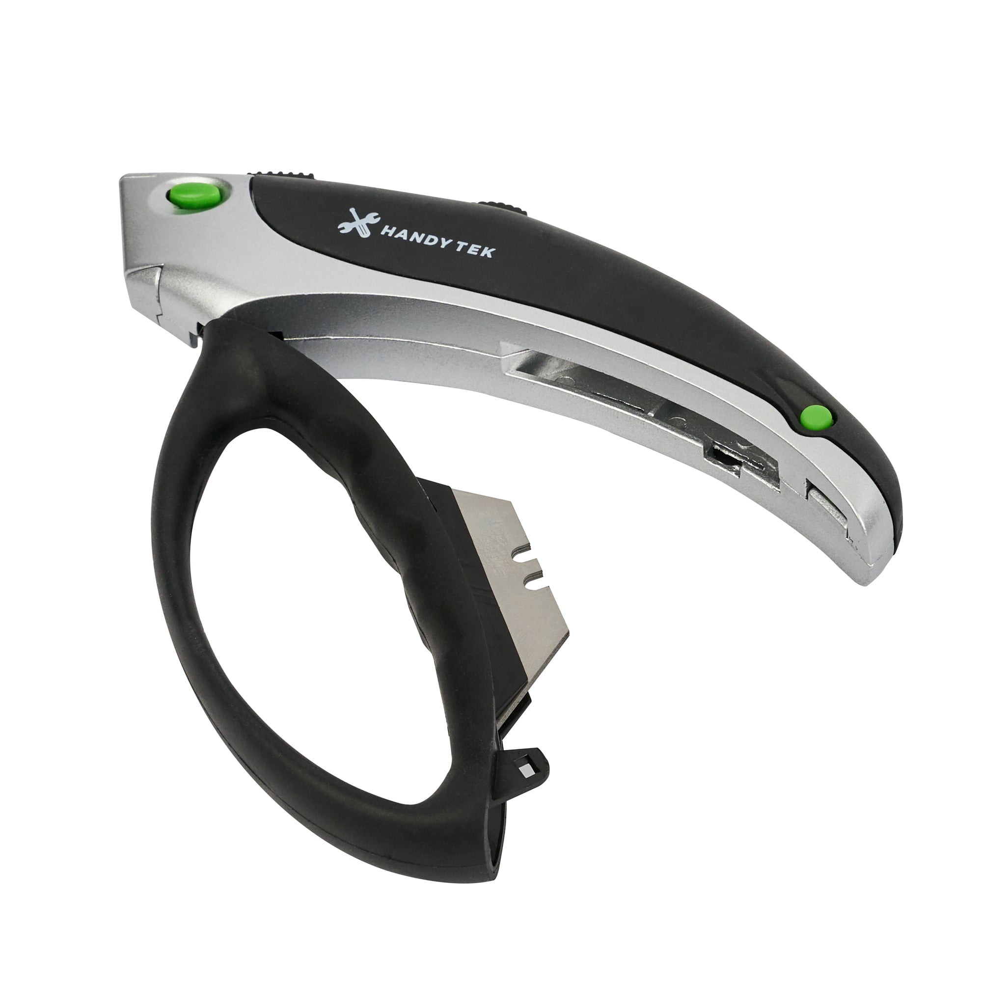 Restaurantware-Handy Tek Quick Change Blade Razor Knives, 6 Retractable Carpet Cutters - Includes 24 Sharp Blades, 19mm Wide, Black Zinc Utility Knives, With 4-Position Locking, Soft Grip