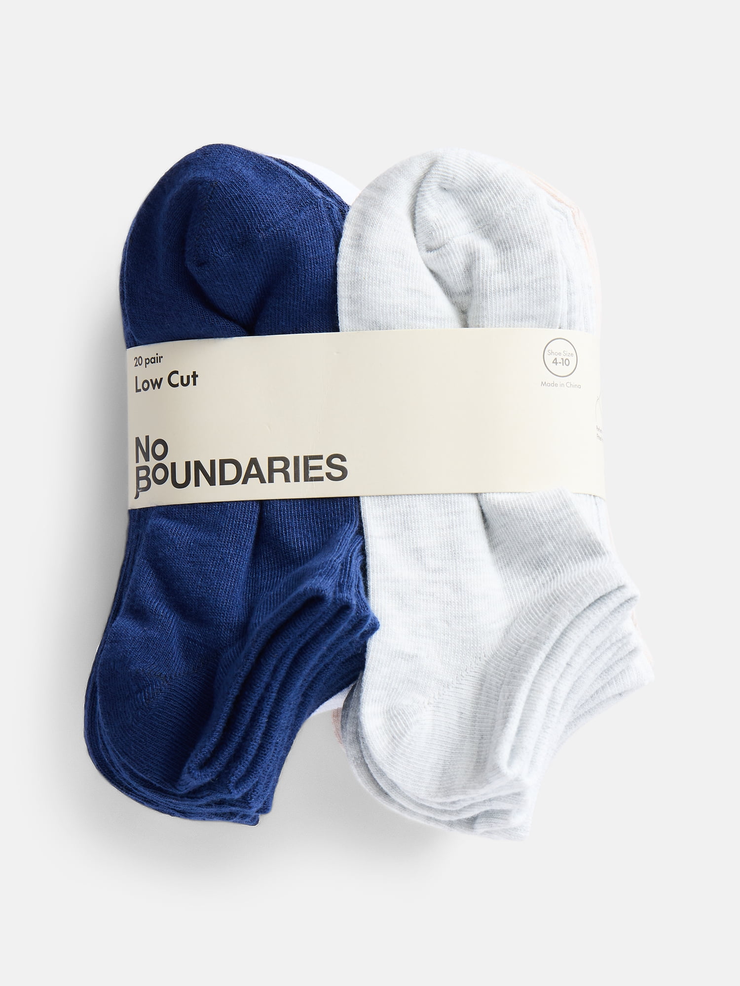 No Boundaries Women’s Low Cut Socks, 20 Pack, Shoe Sizes 4-10