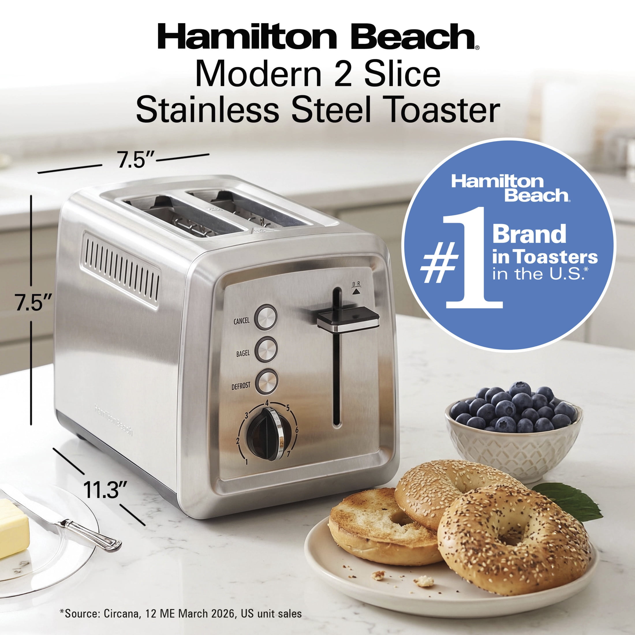 アメリカントースト　Hamilton Beach Hamilton Beach 2 Slice Toaster, Extra-Wide Slots for Bread, Bagel