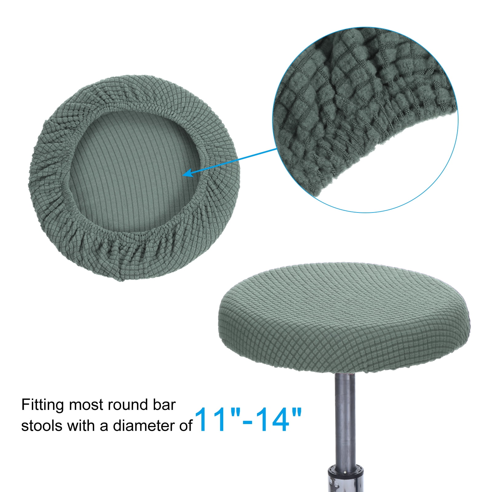 Unique Bargains 11 Inches Round Bar Stool Cover Washable Elastic Stool Cushion Cover Light Green