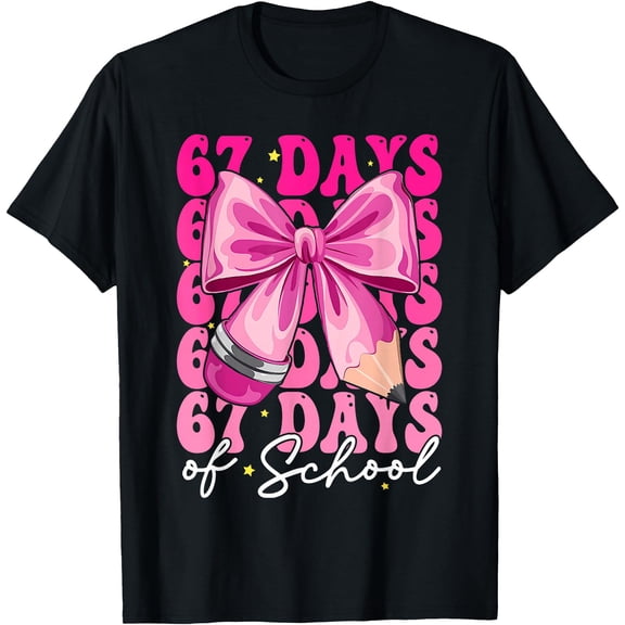 67 Days of School Girls Coquette Bow 67th Day of School T-Shirt Tee