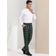 thumbnail image 4 of Pantalones de tela escocesa para hombre, ajuste regular, parte delantera plana, trabajo, baile de graduación, pantalones a cuadros Verde marino S, 4 of 6