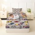 thumbnail image 4 of Castle Fairy Race Car Pattern Twin Sheet Sets 3pcs for Kids, Trophy Art Bedding for Bedroom, Red Yellow, 4 of 6