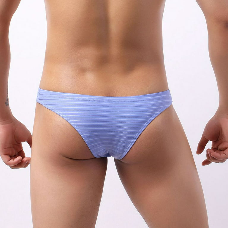 Penkiiy Men's Bikini Briefs Half Hip Low Waist Color Striped Panties Men  Underwear L Sky Blue On Sale