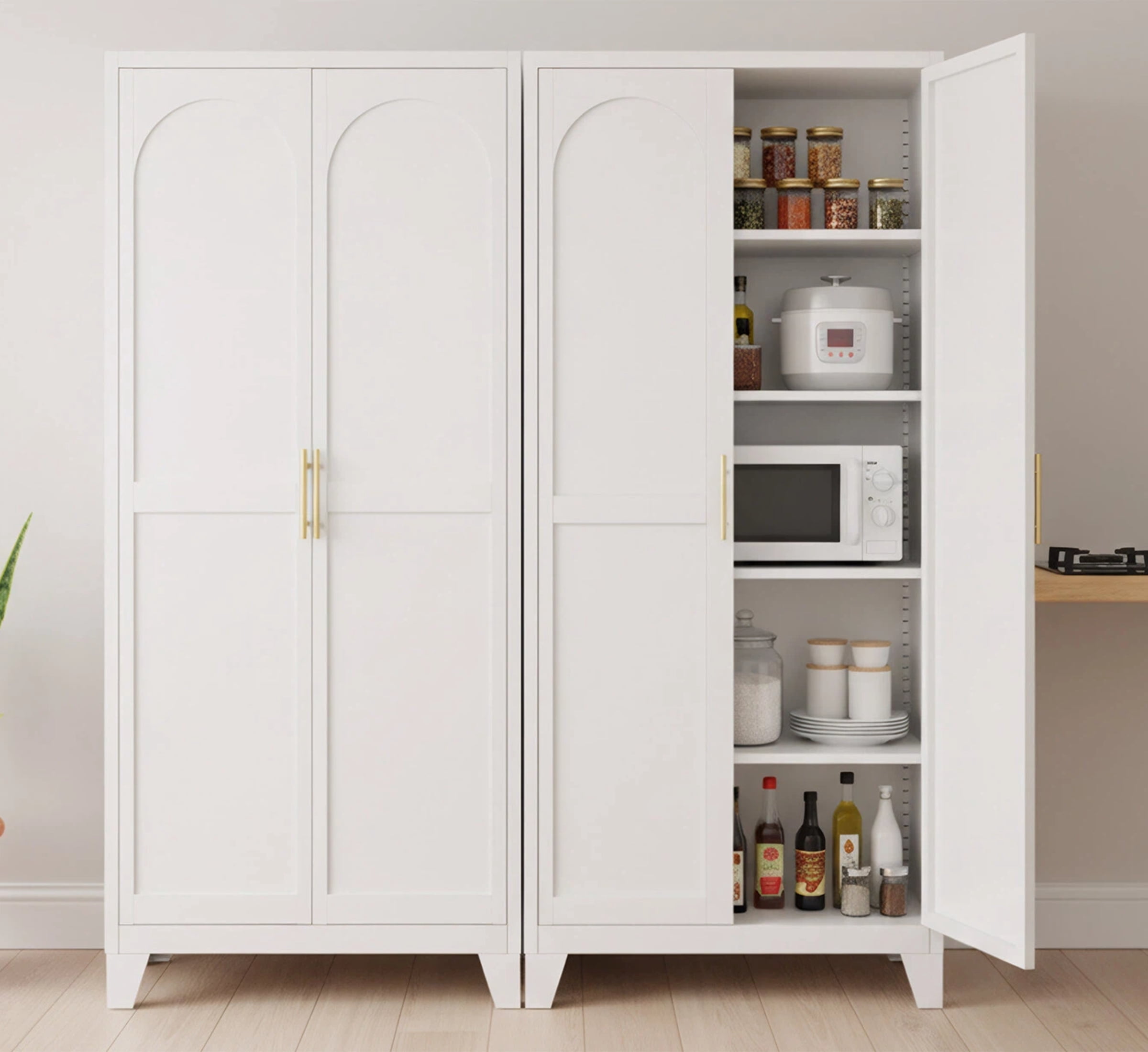 AISWORD 71" Tall Metal Storage Cabinet with Adjustable Shelves, 2 Doors Steel Cabinet for Office, Garage, Utility Room, Kitchen Storage, White
