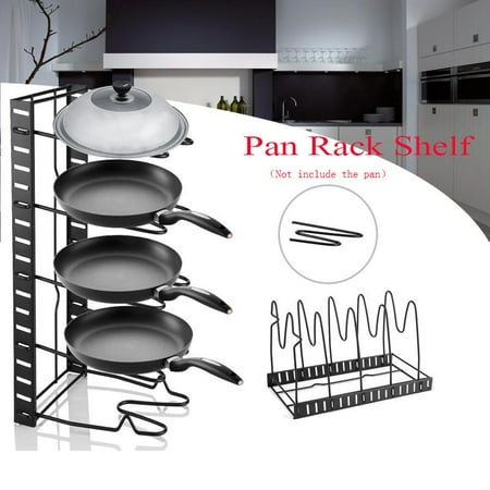 Ccdes Pan Organizer Rack,Hilitand 5 Tier Adjustable Pot Frying Pan Lid Storage Rack Organizer Kitchen Cookware Stand Holder for Kitchen Cabinet Countertop and Pantry