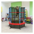 thumbnail image 4 of 55 Inch Kids Trampoline with Enclosure Net - Recreational Bouncing Jumping Mat for Toddlers & Children - Indoor Outdoor Use - 300lbs Capacity - Navy/Red/Yellow/Green, 4 of 9