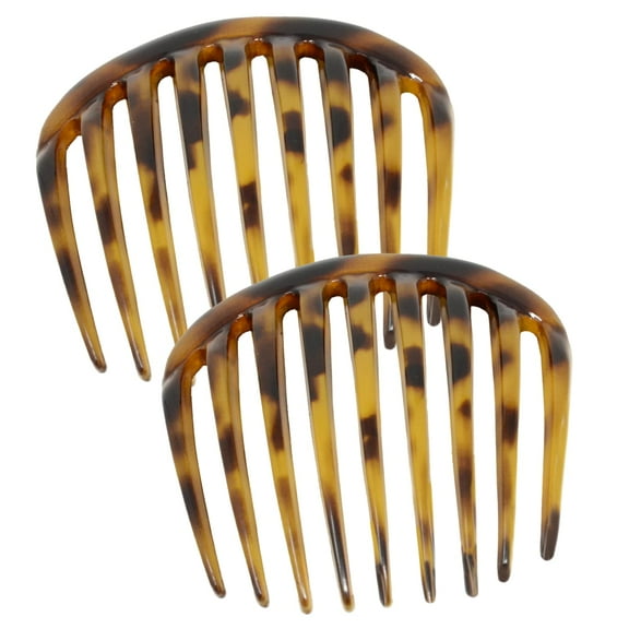 Parcelona French Smooth Edge Celluloid Acetate Hair Side Combs for Women (2 Pcs)