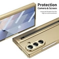 thumbnail image 6 of ELEHOLD Phone Case for Samsung Galaxy Z Fold 5, Shockproof Rugged Lightweight Leather S Pen Slot (Pen not included) Hinge Protection Cover Case with Screen Protector,Gold, 6 of 9