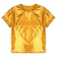thumbnail image 4 of Xnihocha Kids Dancing Clothes Metallic Shiny Hip Hop Jazz T-Shirt Top Modern Dance Stage Performance Gold 150, 4 of 7